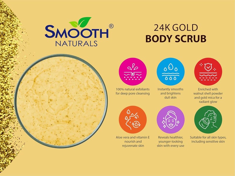 Smooth SMOOTH NATURALS Gold Body Scrub 300ml  For All Skin Types  Enriched with Aloe Vera  Vitamin E  - Image 5