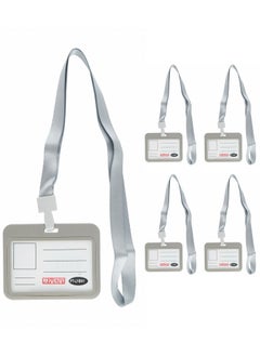 PARTNER 5-Piece ID Card Holder Horizontal With Lanyard Grey Colour  - Image 1