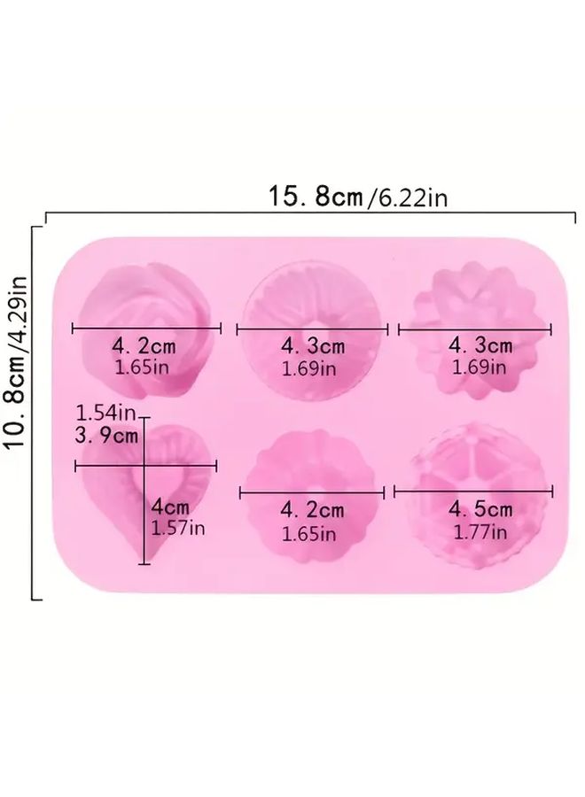 Pink Red Heart Flower Cake Molds 6pcs Fondant Chocolate Baking Molds Easy Release - Image 5
