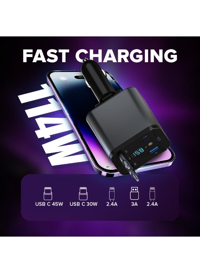Toby's Toby’s Professional 12.8V 2.4A 5-In-1 Car Charger – Fast Charging for Apple Series Devices, Compact Cigarette Lighter Adapter for iPhone, iPad & More - Image 3