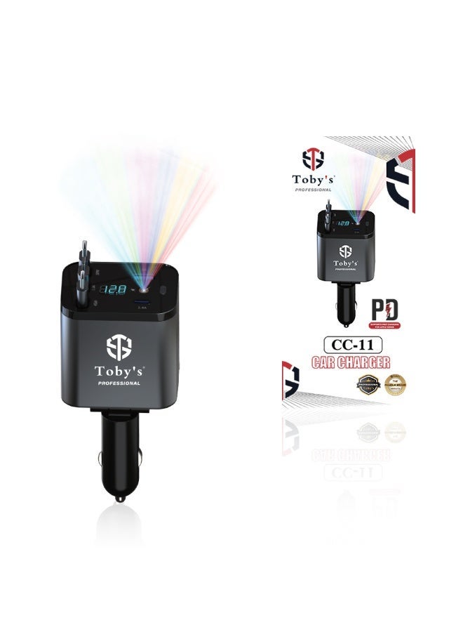 Toby's Toby’s Professional 12.8V 2.4A 5-In-1 Car Charger – Fast Charging for Apple Series Devices, Compact Cigarette Lighter Adapter for iPhone, iPad & More - Image 1