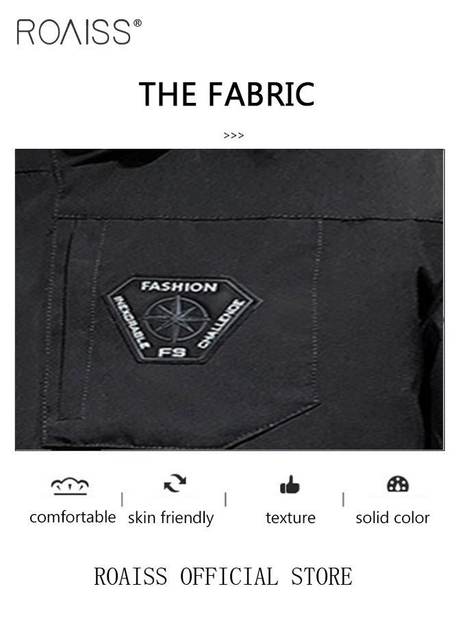 Unisex Down Jacket Couple Outdoor Workwear Style Down Jacket Thickened Inner Hooded Zipper Down Jacket Hooded Fur Collar Down Jacket Windproof and Warm