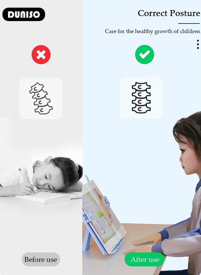 DUNISO Foldable Book Stand Holder for Kids Sturdy Book Stand Multi Heights Angles Adjustable Foldable Book Rest, Boys and Girls Reading Free Hand Holder for TextBooks Magazines - Image 3