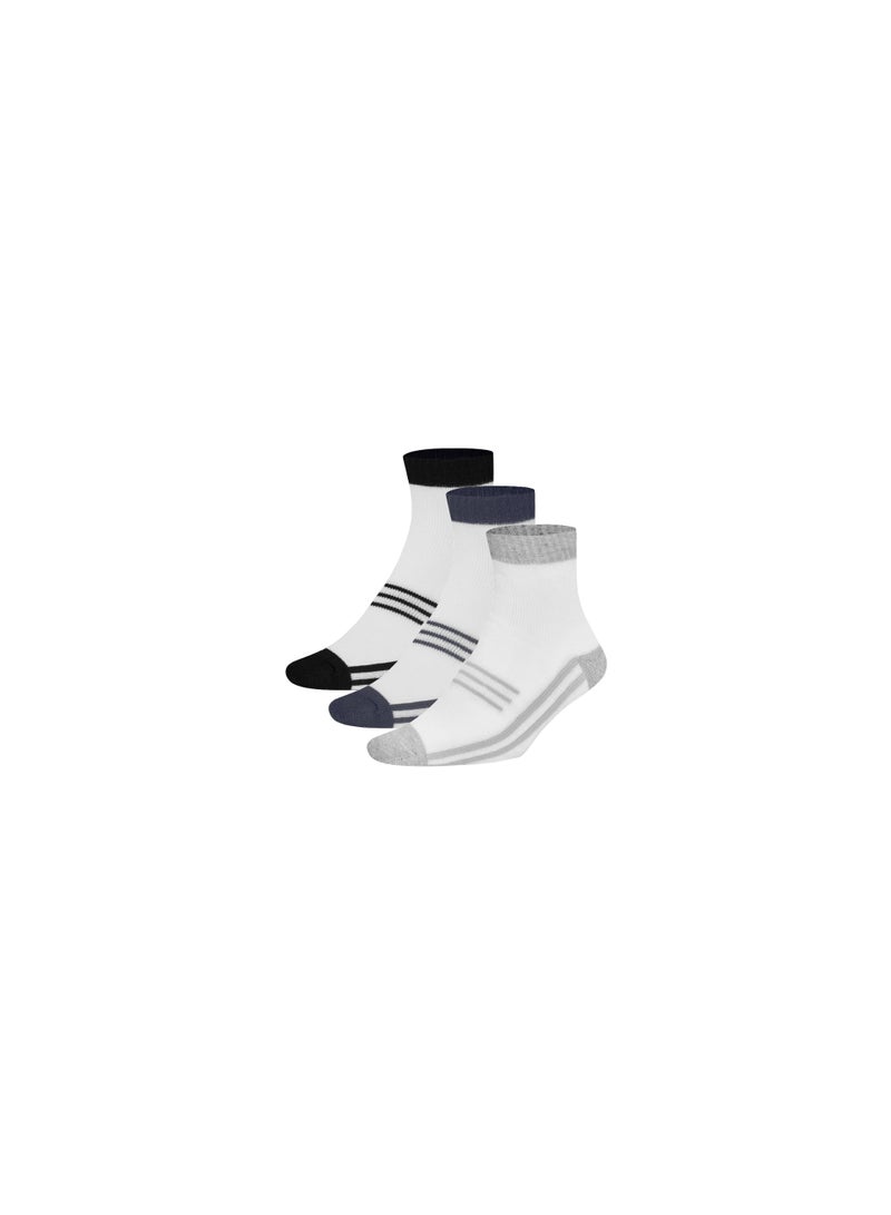 John Gladstone Men's Ankle Socks, White Assorted Colors 3 Pack - Image 2