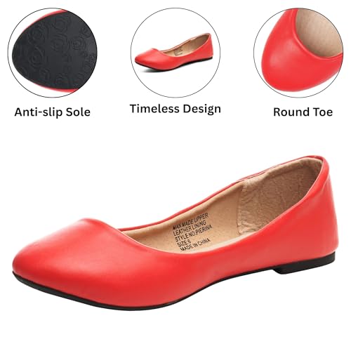Alpine Swiss Womens Red Leather Pierina Ballet Flats 9 M US - Image 3