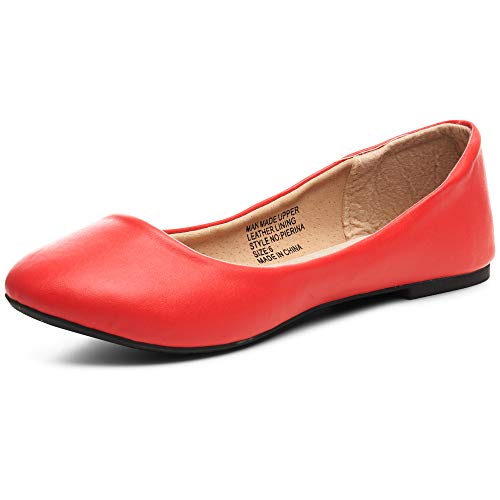 Alpine Swiss Womens Red Leather Pierina Ballet Flats 9 M US - Image 1