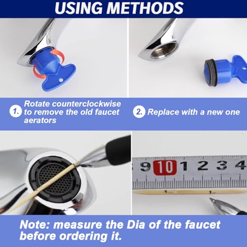 TIHOOD 24PCS Faucet Aerators with 4PCS Faucet Aerator Key Removal Wrench, Water Saving Flow Restrictor Set Replacement Part, for Bathroom or Kitchen Sink, Male Threads 16.5 18.5 21.5 24 - Image 3