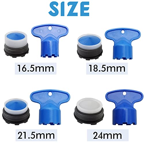 TIHOOD 24PCS Faucet Aerators with 4PCS Faucet Aerator Key Removal Wrench, Water Saving Flow Restrictor Set Replacement Part, for Bathroom or Kitchen Sink, Male Threads 16.5 18.5 21.5 24 - Image 2