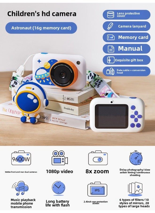 Generic - Children's Camera Toy Girl Photographable Printable Digital HD Camera Birthday Gift Mini Polonoid-Color: (astronaut) 2.4inch Ultra-clear Eye Protection Screen 96.0million Front And Rear Dual Cameras 8x Zoom - Image 1