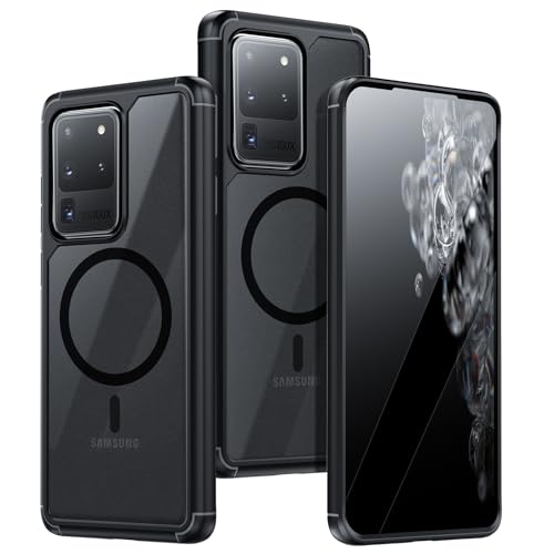 Guizzcg for Samsung Galaxy S20 Ultra Magnetic Case - [Compatible with Magsafe Accessory][Military Drop Protection] Soft TPU Bumper + Translucent Matte Back Cover for S20 Ultra, Matte Black - Image 1