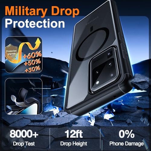 Guizzcg for Samsung Galaxy S20 Ultra Magnetic Case - [Compatible with Magsafe Accessory][Military Drop Protection] Soft TPU Bumper + Translucent Matte Back Cover for S20 Ultra, Matte Black - Image 4