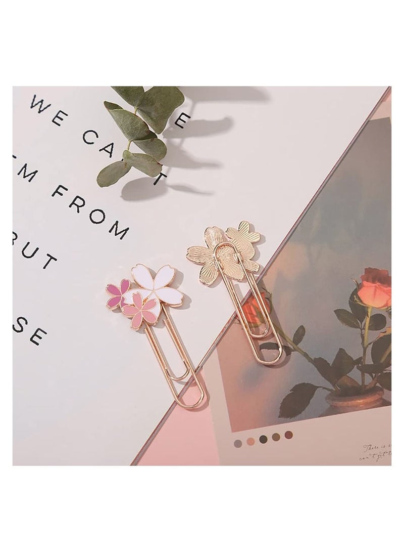 KASTWAVE 4 PCS Sakura Pink Flower Bookmarks, Paper Clip Bookmarks Metal Bookmark Set Kids and Girls Book Marker Decorative Floral Bookmarks Student Stationery Supplies for Reader, Book Lovers, Writers - Image 5