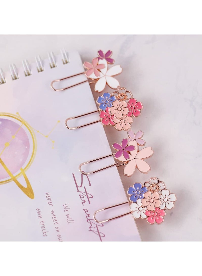 KASTWAVE 4 PCS Sakura Pink Flower Bookmarks, Paper Clip Bookmarks Metal Bookmark Set Kids and Girls Book Marker Decorative Floral Bookmarks Student Stationery Supplies for Reader, Book Lovers, Writers - Image 3