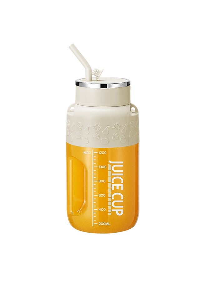 JCB CHIC Juicing Cup -Wireless Portable Juicing Bucket Electric Sports Cup Fresh Fruit Juicer, 1200ml Large Capacity Dual Speed Juicing And  Direct Drinking Dual-use With 14 Stainless Steel  Blades(k3 white)  - Image 1