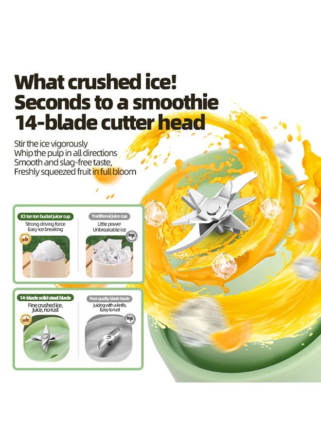 JCB CHIC Juicing Cup -Wireless Portable Juicing Bucket Electric Sports Cup Fresh Fruit Juicer, 1200ml Large Capacity Dual Speed Juicing And  Direct Drinking Dual-use With 14 Stainless Steel  Blades(k3 white)  - Image 3