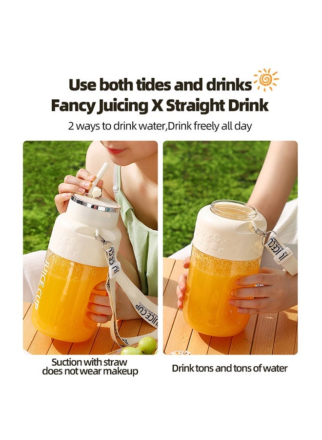 JCB CHIC Juicing Cup -Wireless Portable Juicing Bucket Electric Sports Cup Fresh Fruit Juicer, 1200ml Large Capacity Dual Speed Juicing And  Direct Drinking Dual-use With 14 Stainless Steel  Blades(k3 white)  - Image 5