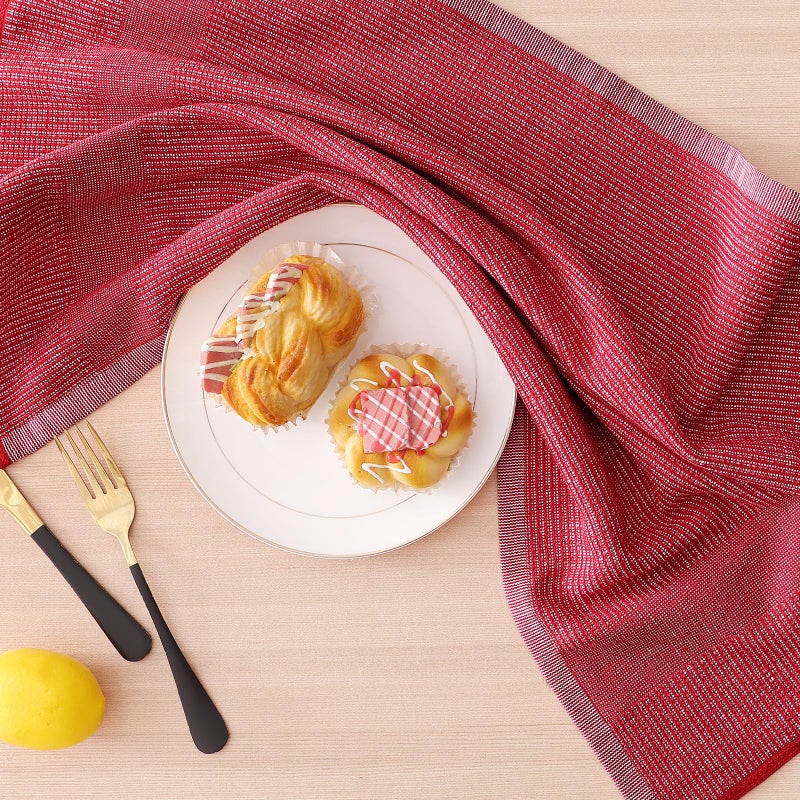 Homaxy Premium Kitchen Towels(18 x 28   6 Pack)  Large Cotton Kitchen Hand Towels  Flat and Terry Dish Towels  380 GSM Highly Absorbent Tea Towels Set with Hanging Loop  Red - Image 5