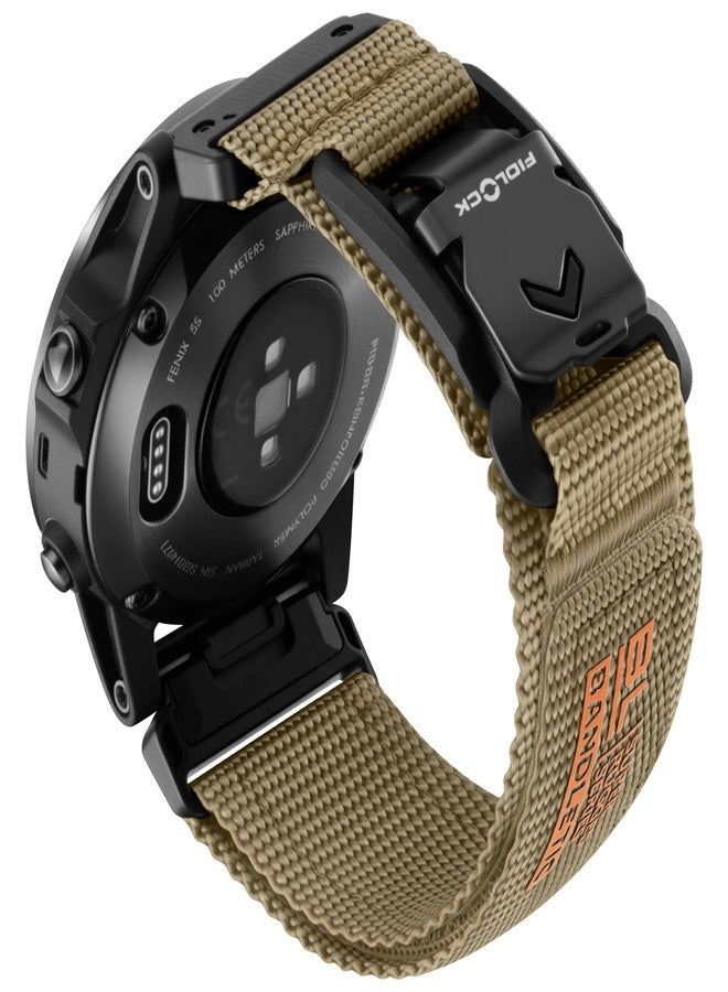 Bandletic سوار Bandletic متوافق مع ساعة Garmin Instinct 2S، مقاس 20 مم، مصنوع من النايلون المتين والناعم، مزود بإبزيم مغناطيسي على شكل حرف V، مناسب لساعات Fenix 8 (43 مم) / 7S Pro / 6S / 5S Plus / Epix 2 Pro (42 مم)، لون كاكي كبير - Image 1