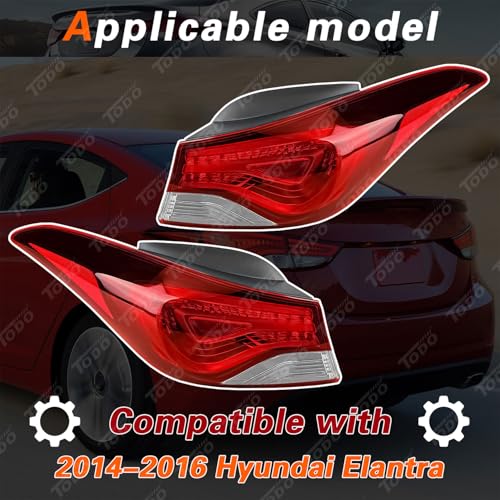 TODO Tail Lights Assembly Compatible with Hyundai Elantra 2014 2015 2016, 924023X230 924013X230 Tail Lamp Fits 2014 Elantra Coupe (Driver and Passenger Side) - Image 2