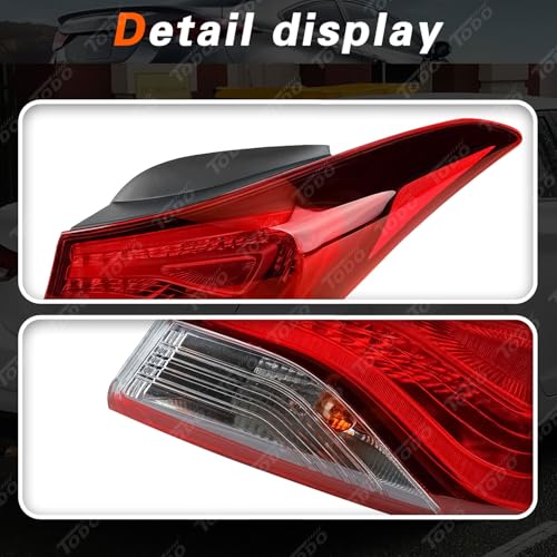 TODO Tail Lights Assembly Compatible with Hyundai Elantra 2014 2015 2016, 924023X230 924013X230 Tail Lamp Fits 2014 Elantra Coupe (Driver and Passenger Side) - Image 3