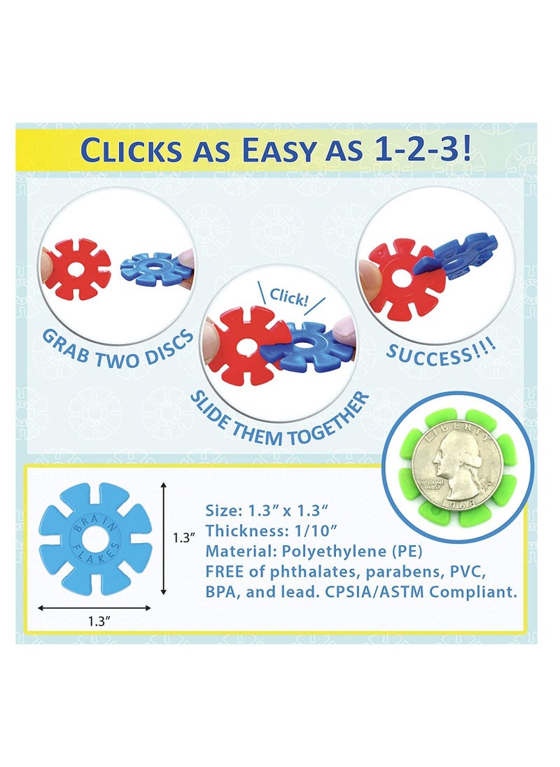 Brain Flakes - Viahart Brain Flakes Building Toy Set | 500 Piece | Interlocking Plastic Disc | STEM Toy | Building and Construction Set | Educational & Learning Toys for Kids, Children | Plastic - Image 1