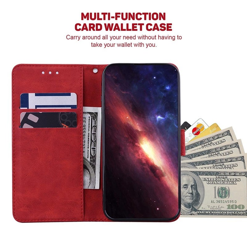 BURAQ Case Cover For OPPO A5 Pro 5G Geometric Embossed Leather Phone Case(Red) - Image 5
