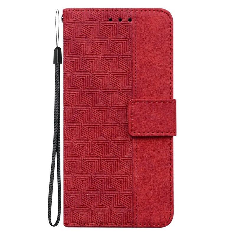BURAQ Case Cover For OPPO A5 Pro 5G Geometric Embossed Leather Phone Case(Red) - Image 3