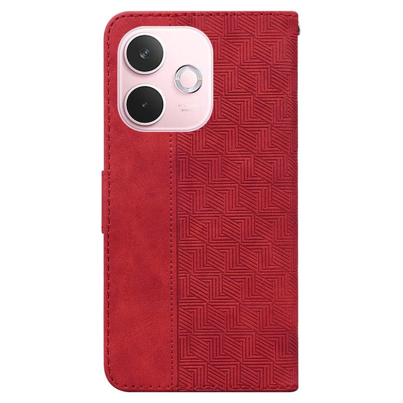 BURAQ Case Cover For OPPO A5 Pro 5G Geometric Embossed Leather Phone Case(Red) - Image 4