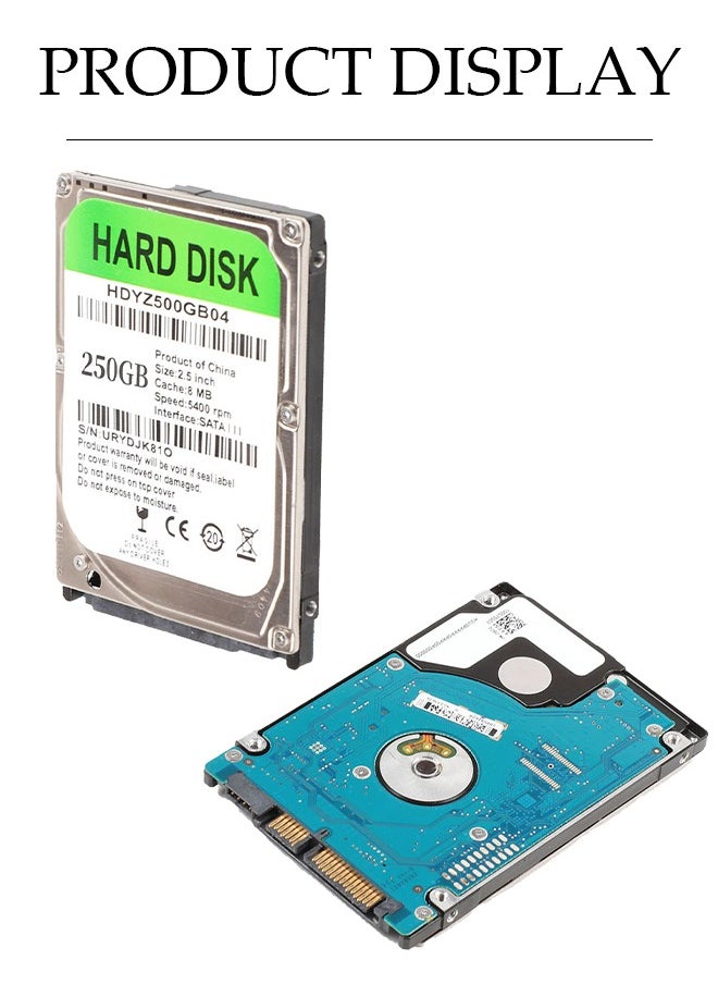 DUNISO - Laptop hard drive, built in mechanical hard drive, suitable for laptops, car surveillance, game consoles, 8MB cache, 5400PRM, 2.5 inch (250GB) - Image 1