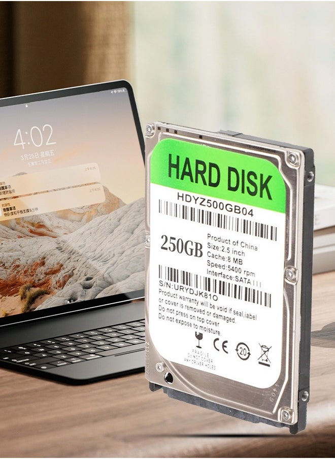 DUNISO Laptop hard drive, built in mechanical hard drive, suitable for laptops, car surveillance, game consoles, 8MB cache, 5400PRM, 2.5 inch (250GB)  - Image 3
