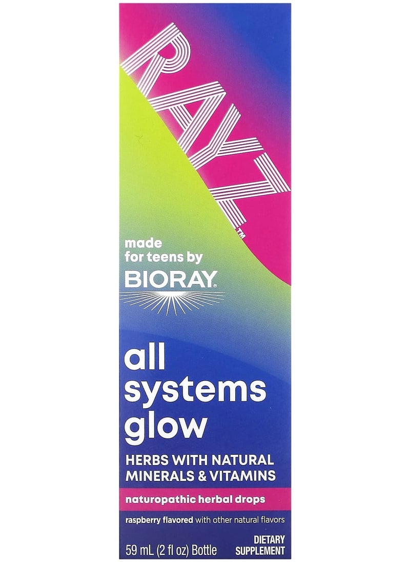 BIORAY - Rayz, All Systems Glow, For Teens, Raspberry, 2 fl oz (59 ml) - Image 1