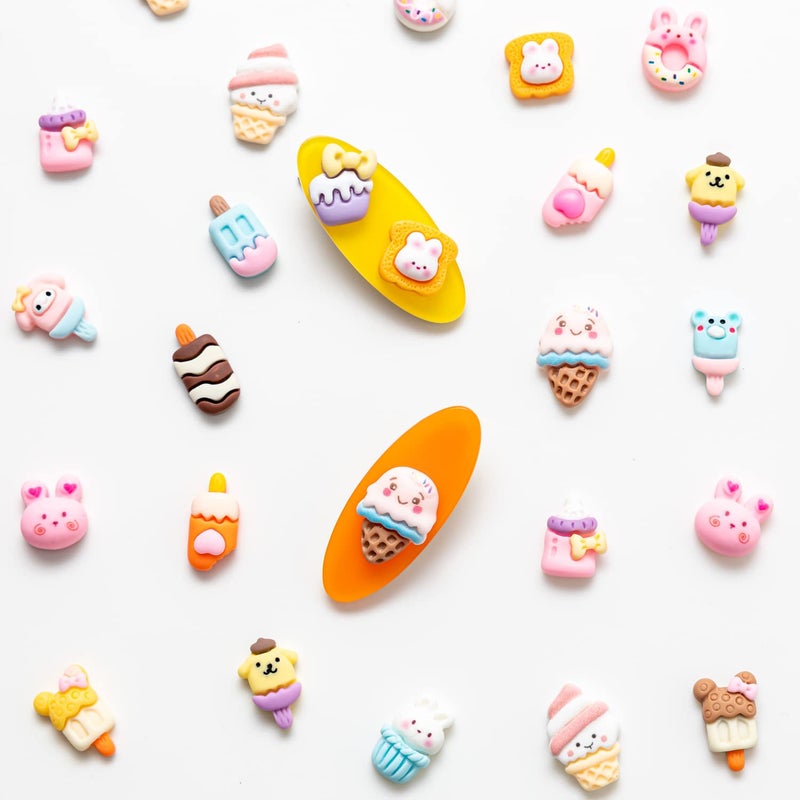 LEEXINLUU Slime Charms 50pcs Ice Cream Cookie Animal Cute Set -Mini Size Mixed Lot Ice Cream Cookie Assorted Resin Flatback Cute Sets for DIY Crafts Making,Decorations,Scrapbooking,Embellishments,Hair Clip - Image 5