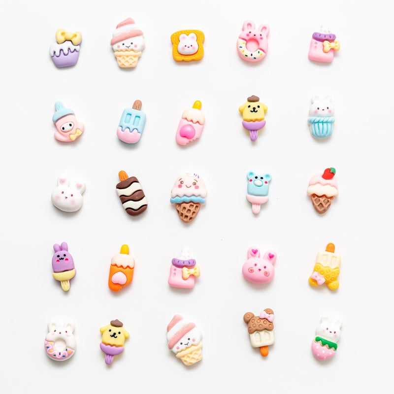 LEEXINLUU Slime Charms 50pcs Ice Cream Cookie Animal Cute Set -Mini Size Mixed Lot Ice Cream Cookie Assorted Resin Flatback Cute Sets for DIY Crafts Making,Decorations,Scrapbooking,Embellishments,Hair Clip - Image 3