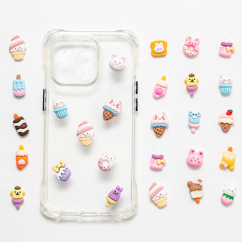 LEEXINLUU Slime Charms 50pcs Ice Cream Cookie Animal Cute Set -Mini Size Mixed Lot Ice Cream Cookie Assorted Resin Flatback Cute Sets for DIY Crafts Making,Decorations,Scrapbooking,Embellishments,Hair Clip - Image 4