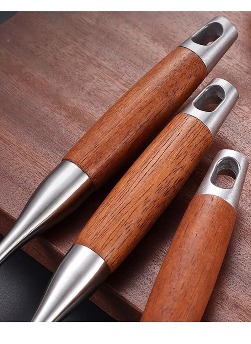 Generic - Elegant kitchen spoon set with wooden handle 5pc - Image 1