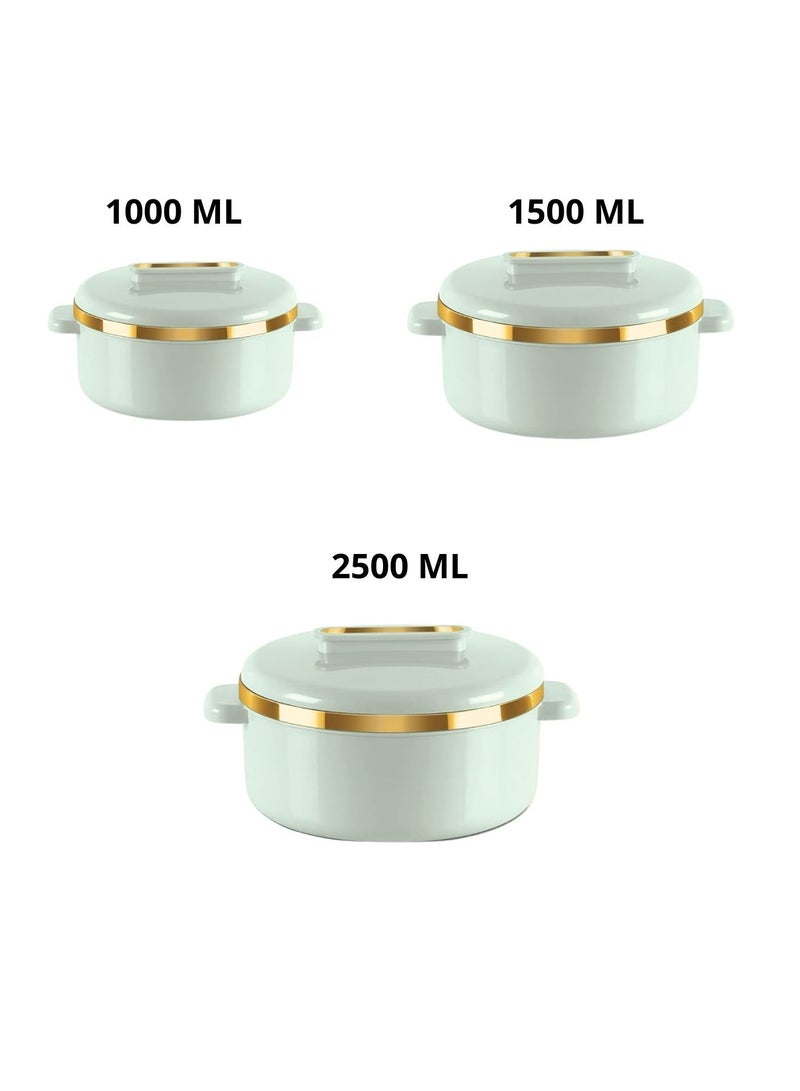 Milton Set of 3 Inner Stainless Steel Hotpot 1000 ml, 1500 ml, 2500 ml White /Gold - Image 2
