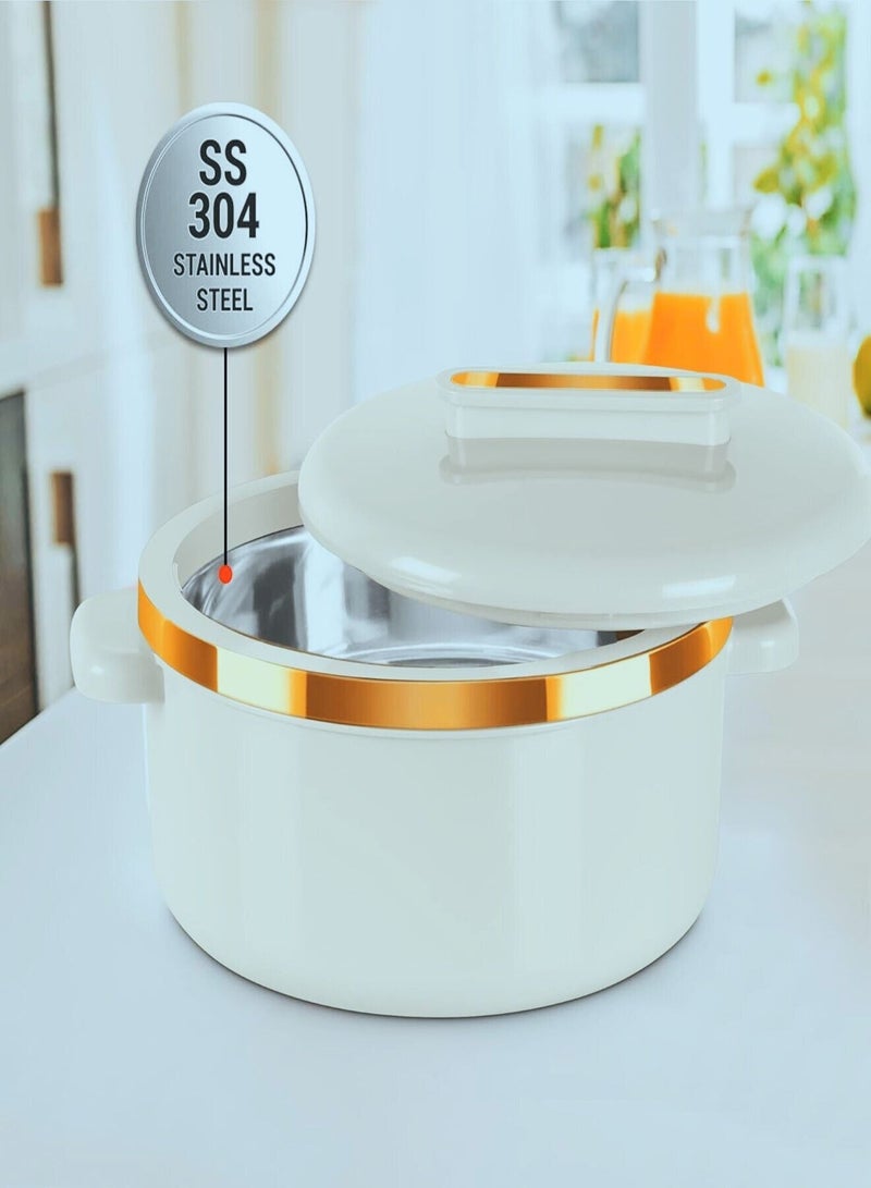 Milton Set of 3 Inner Stainless Steel Hotpot 1000 ml, 1500 ml, 2500 ml White /Gold - Image 5