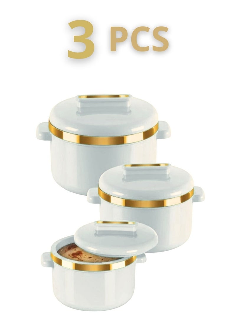 Milton Set of 3 Inner Stainless Steel Hotpot 1000 ml, 1500 ml, 2500 ml White /Gold - Image 1