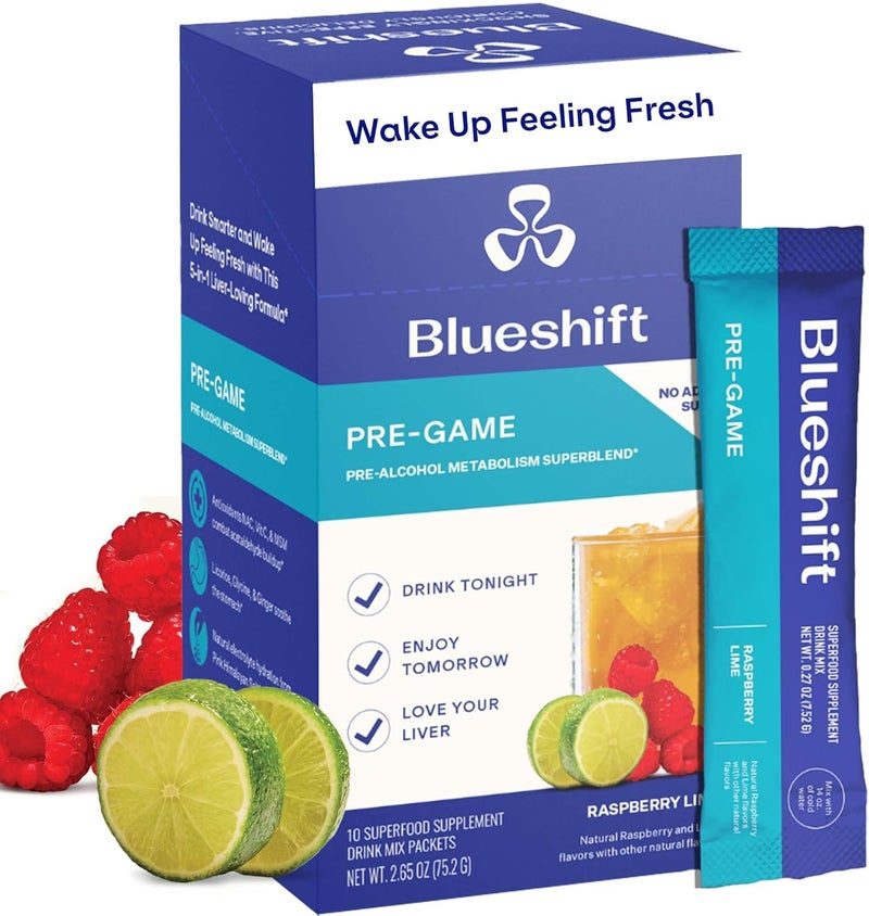 Blueshift مكمل NAC قبل الشرب مسحوق إلكتروليتات حزم الترطيب دعم الكبد مع الزنجبيل والسيستين وحليب الشوك بدون سكر عبوات مسحوق 10 - Image 1