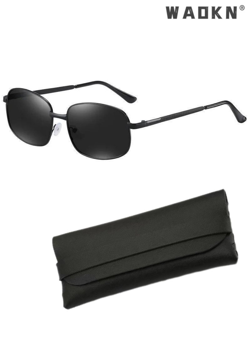 دبليو أيه أو كي أن نظارات شمسية مستقطبة للرجال والنساء بإطار مستطيل معدني نظارات شمسية عالية الجودة بحماية من الأشعة فوق البنفسجية 400 نظارات شمسية للسفر في الهواء الطلق والقيادة والسفر على الشاطئ - Image 1