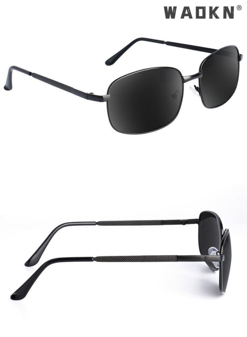 دبليو أيه أو كي أن نظارات شمسية مستقطبة للرجال والنساء بإطار مستطيل معدني نظارات شمسية عالية الجودة بحماية من الأشعة فوق البنفسجية 400 نظارات شمسية للسفر في الهواء الطلق والقيادة والسفر على الشاطئ - Image 5