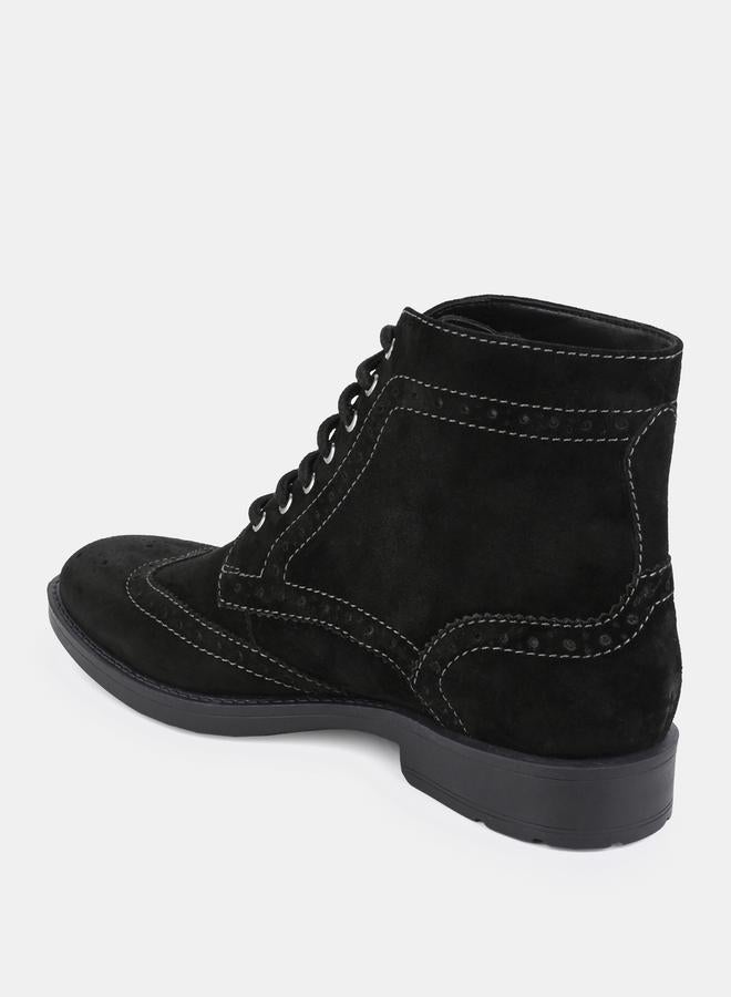 Styli Genuine Leather Stitch Cut Out Detail Brogue Boots  - Image 4
