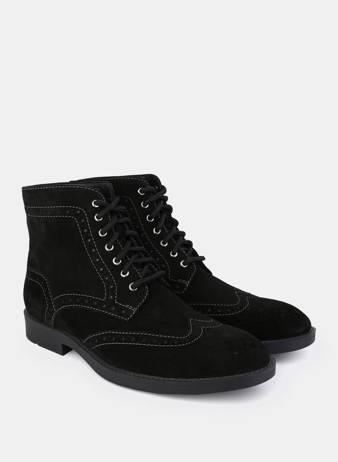 Styli Genuine Leather Stitch Cut Out Detail Brogue Boots  - Image 3