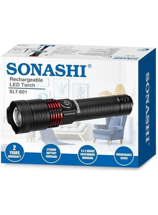 Sonashi Rechargeable LED Torch Light- Black