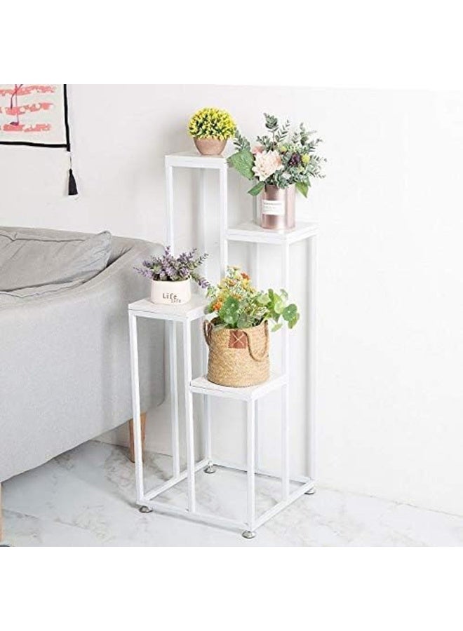 HOME TASTE Hometaste Stylish Iron Plant Stand Elegant Outdoor And Indoor Flower Pot Holder Decorative Metal Display Rack Durable And Versatile Plant Stand For Home,Garden Decor White Frame + White Marble