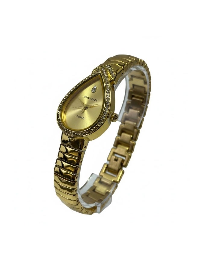Royal Force LUMINARA RF014L Women’s Analog Quartz Watch – Gold Stainless Steel Strap, Crystal Studded Bezel, Luxury Teardrop Dial, Elegant Ladies Wrist Watch - Image 3