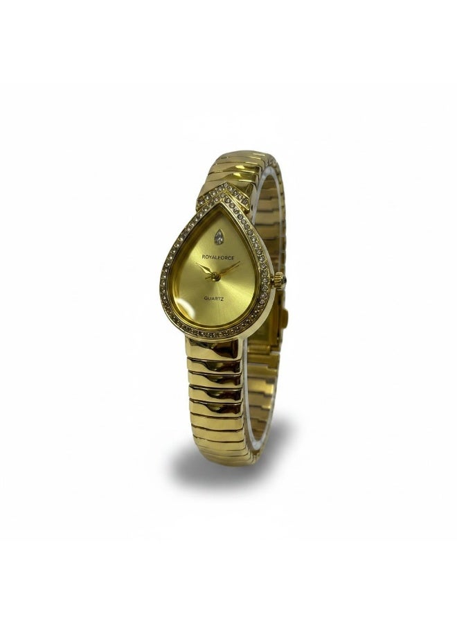 Royal Force LUMINARA RF014L Women’s Analog Quartz Watch – Gold Stainless Steel Strap, Crystal Studded Bezel, Luxury Teardrop Dial, Elegant Ladies Wrist Watch - Image 2