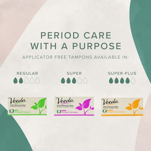Veeda 100% Natural Cotton Tampons Super Absorbency - Non-Applicator Tampons with leak proof protection - Unscented, Chlorine & Toxin Free - 16 Count - Image 4