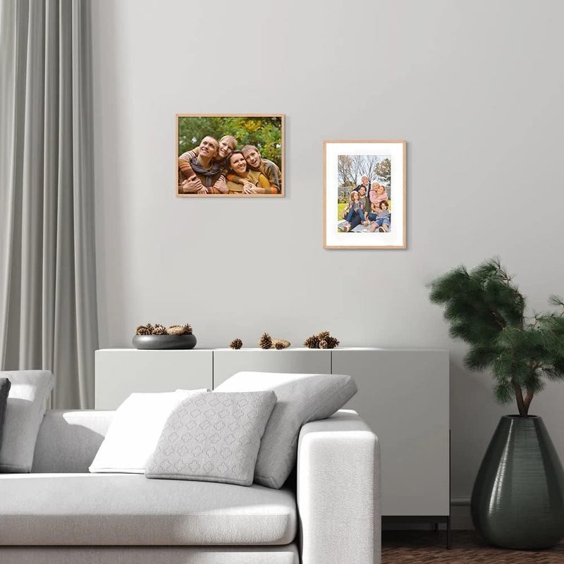 ATOBART إطار صور من الخشب الصلب من للصور أو اللوحات مع زجاج أكريليك للتثبيت على الحائط، 30 × 40 سم، إطاران من خشب البلوط - Image 5