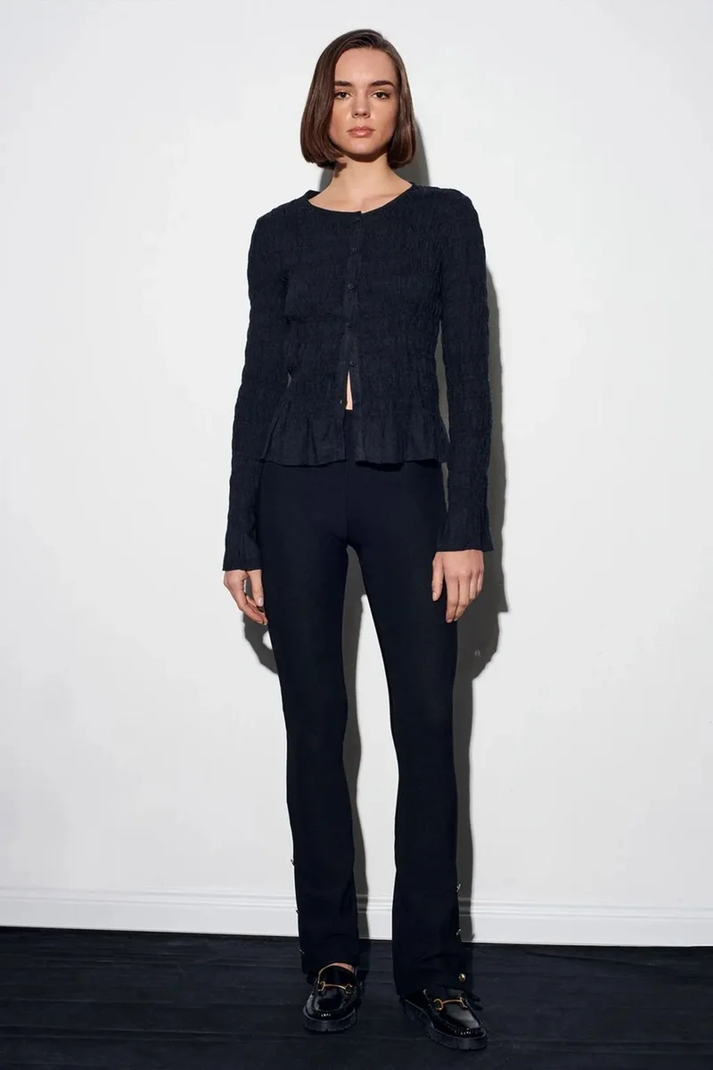 Dilvin Black DILVIN High-Waist Flare Leggings with Button Detail for Women | Best Price UAE